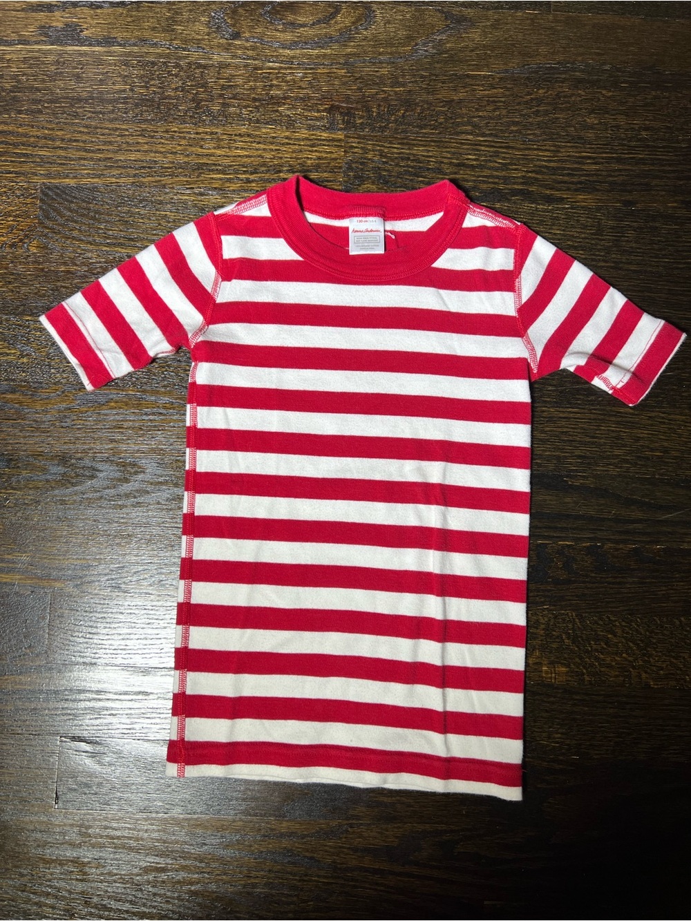 Hanna Andersson Red/White Stripe 100% Organic Cotton T-Shirt Ribbed Crewneck 8